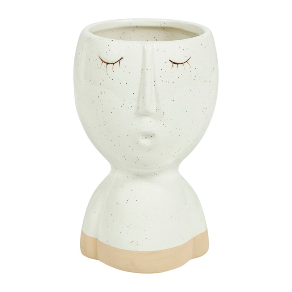 Vase céramique blanc Visage Ø8,5 x 14,5 cm - OSTARIA