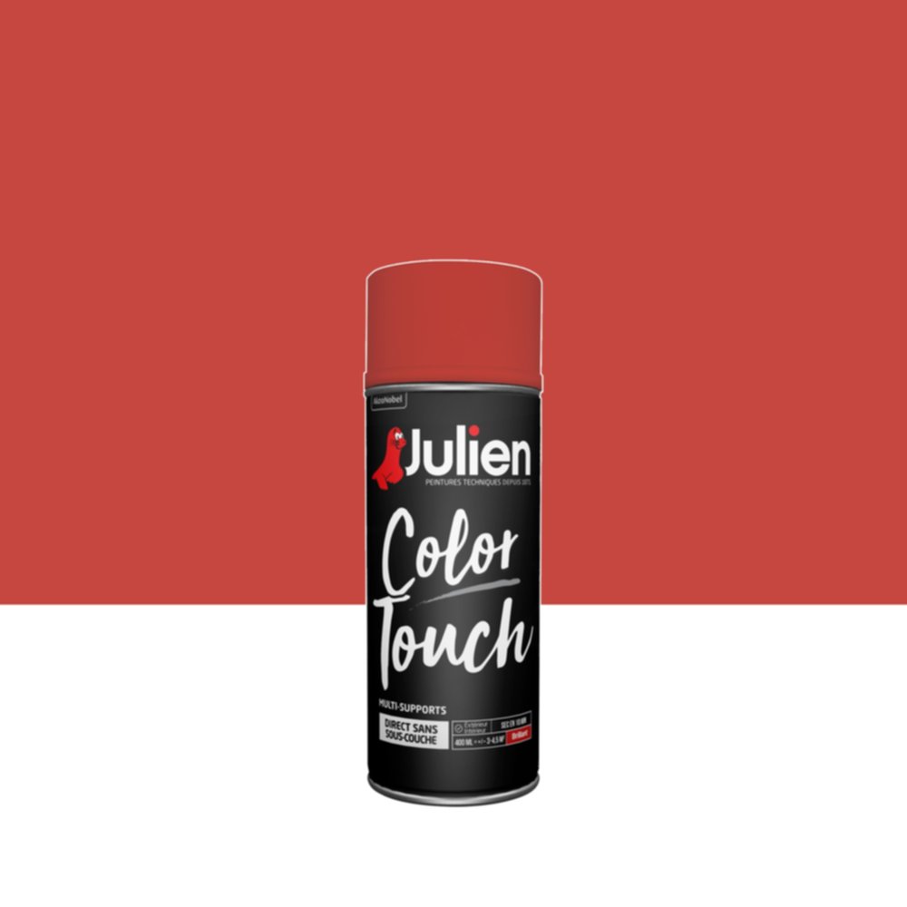 Peinture aérosol Multi-supports Color Touch Rouge Feu Brillant 400ml - JULIEN