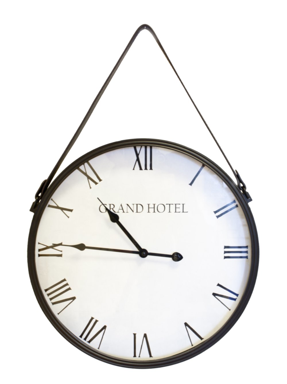 Horloge barbier Grand Hôtel style industriel acier noir Ø40cm