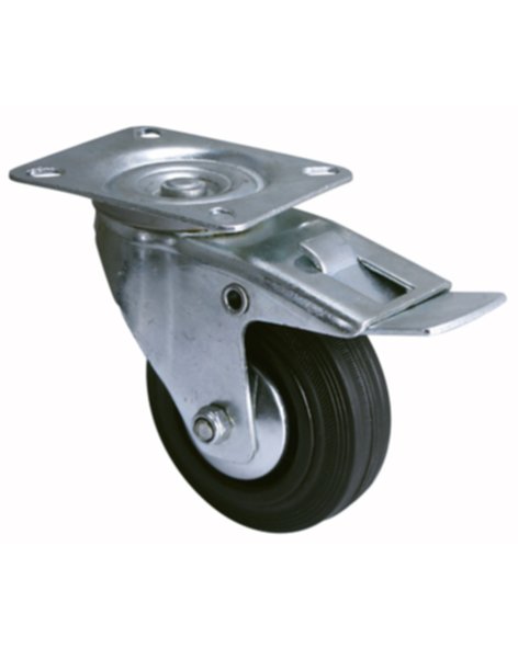 Roulette standard de manutention à platine pivotante à frein caoutchouc Ø100mm - Charge supportée 100 kg - CIME