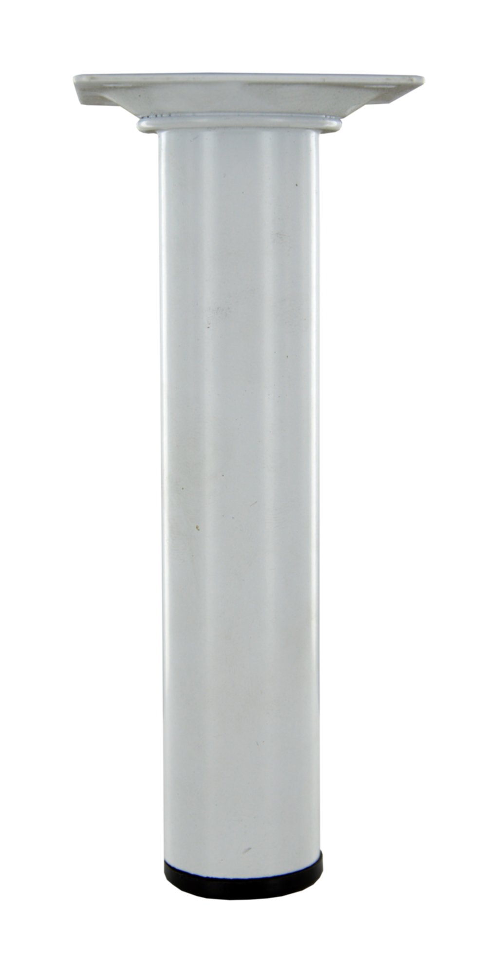 Pied carré D30mm Acier blanc H.150mm