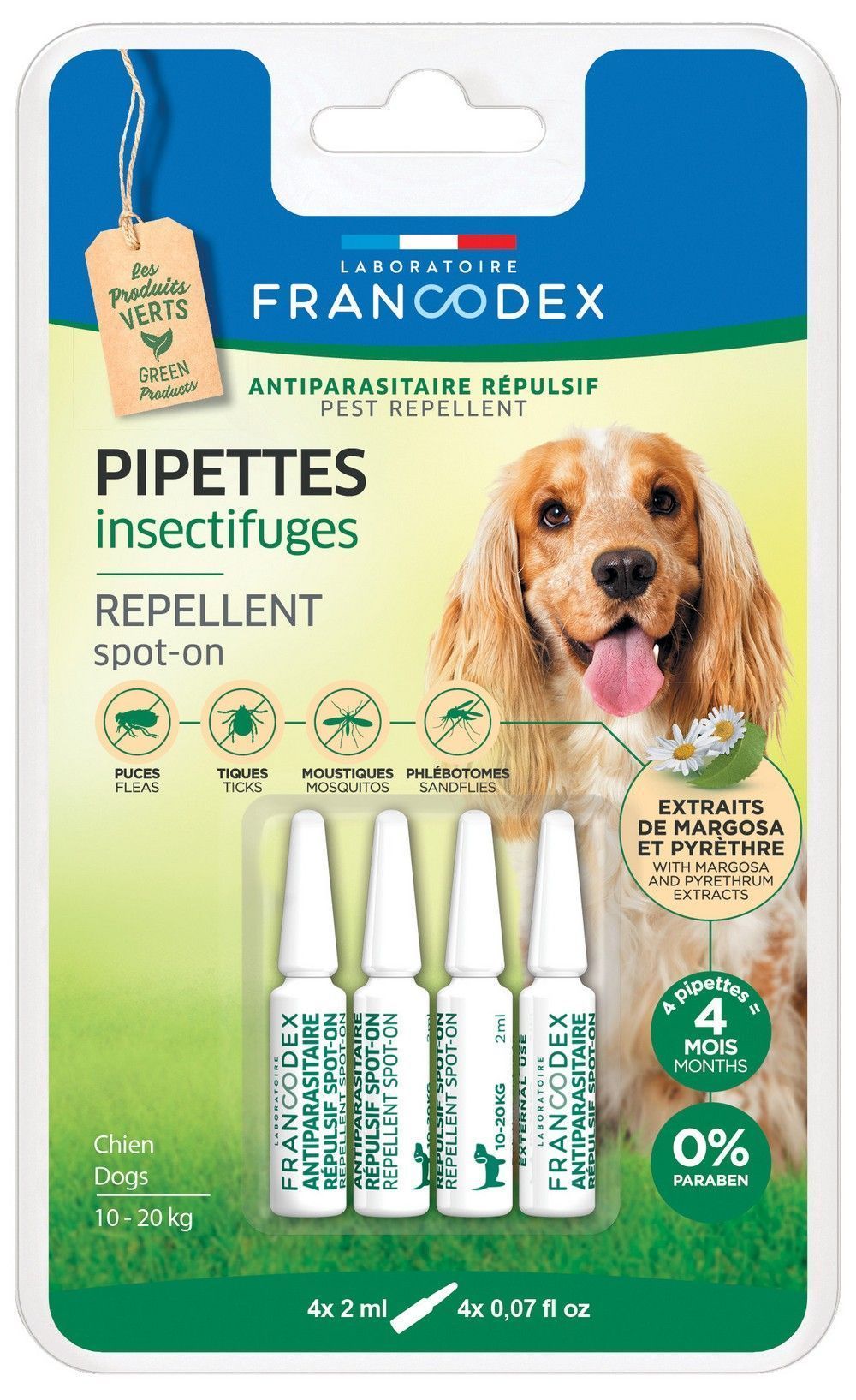 Pipette antiparasitaire insectifuge chien x4