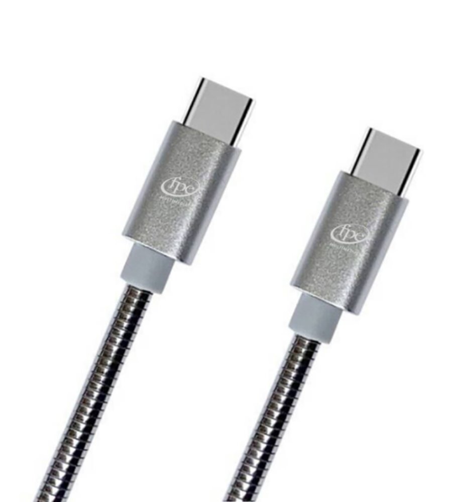 Cordon téléphonie USB-C  / USB-C argenté 1m