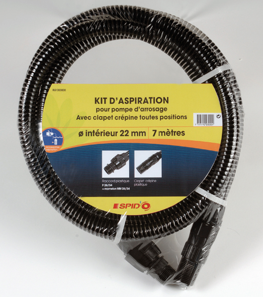 kit d'aspiration plastique Ø22 mm 7 m - SPIDO