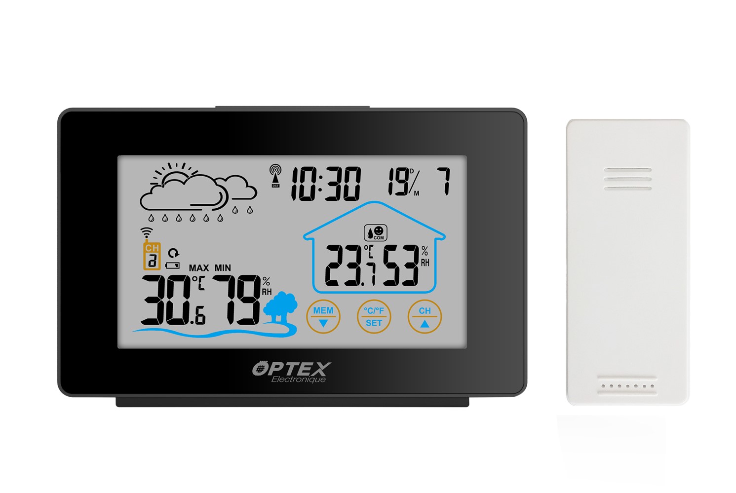 Station météo à touche tactiles et sonde extérieure - OPTEX