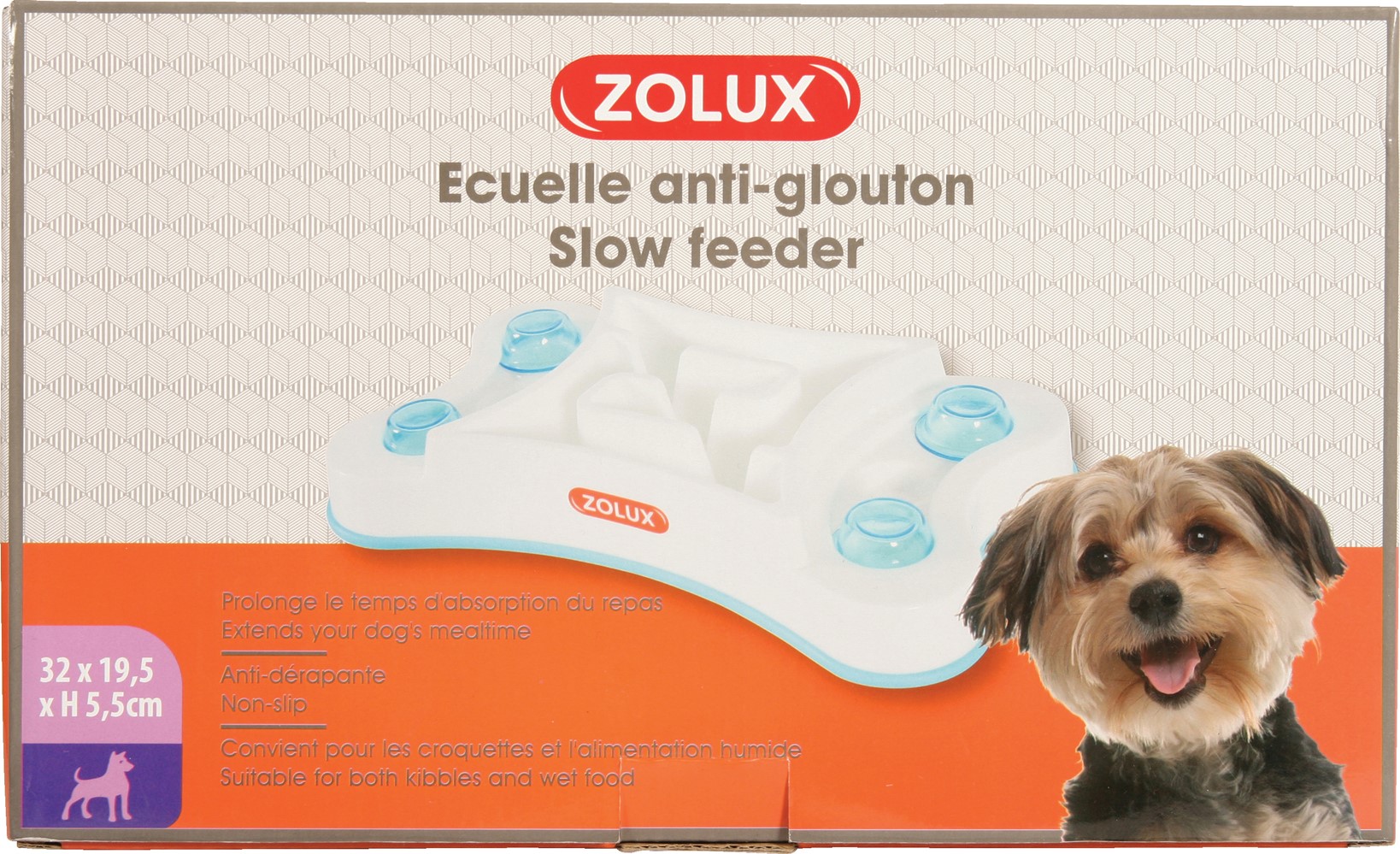 Ecuelle anti glouton chien rectangulaire 0,6L