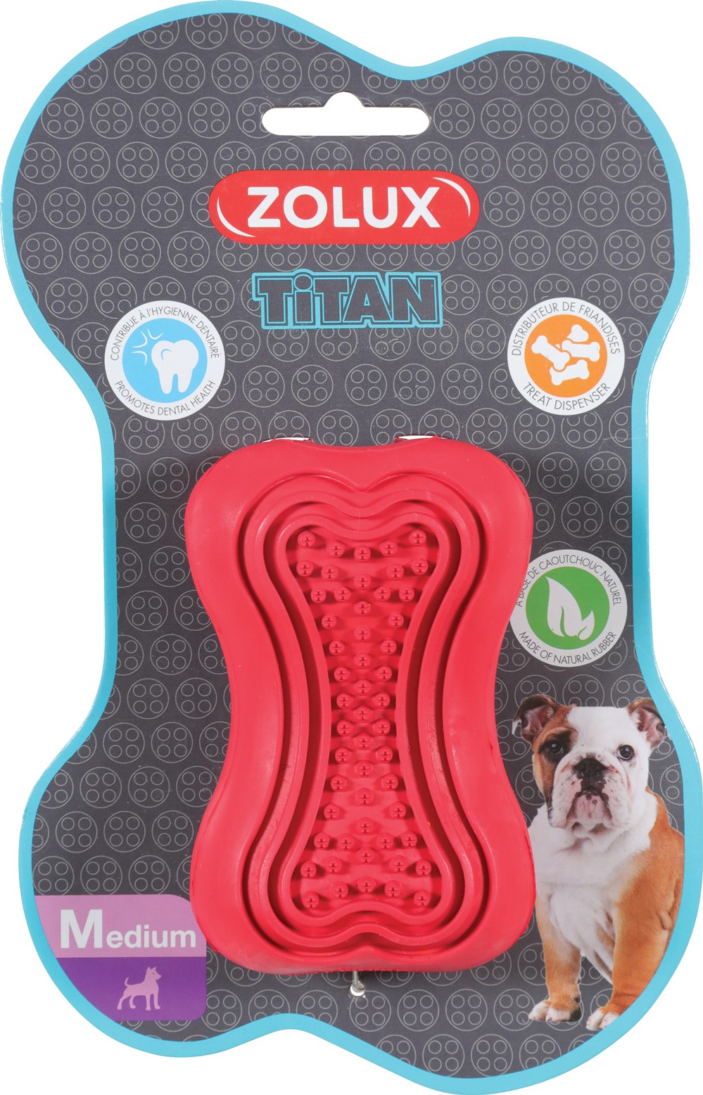 Jouet chien caoutchouc Titan 10cm rouge