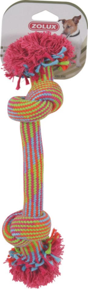 Jouet chien corde colorée 2 nœuds 25cm