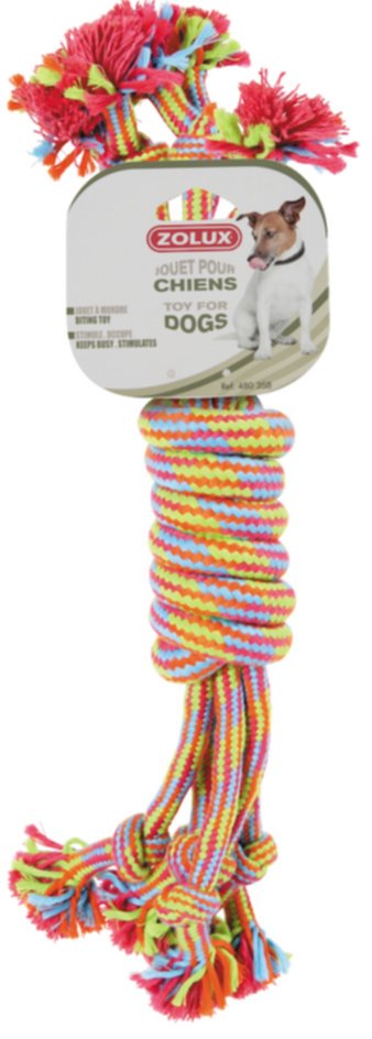 Jouet chien corde colorée bobine 35cm