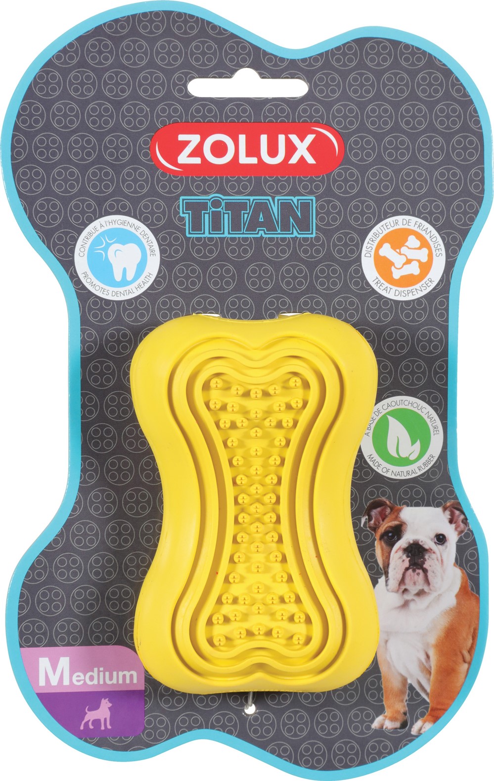Jouet chien caoutchouc Titan - 10cm - jaune