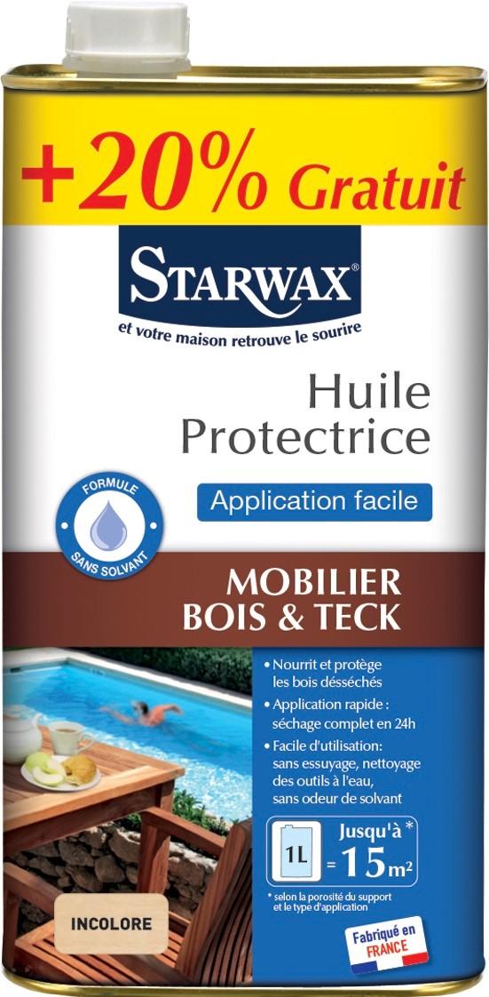 Huile protectrice bois application facile ,12l - STARWAX