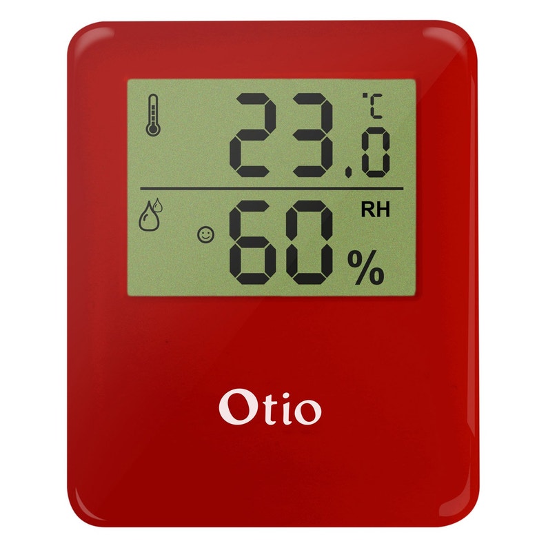 Thermomètre hygromètre intérieur magnétique rouge – OTIO