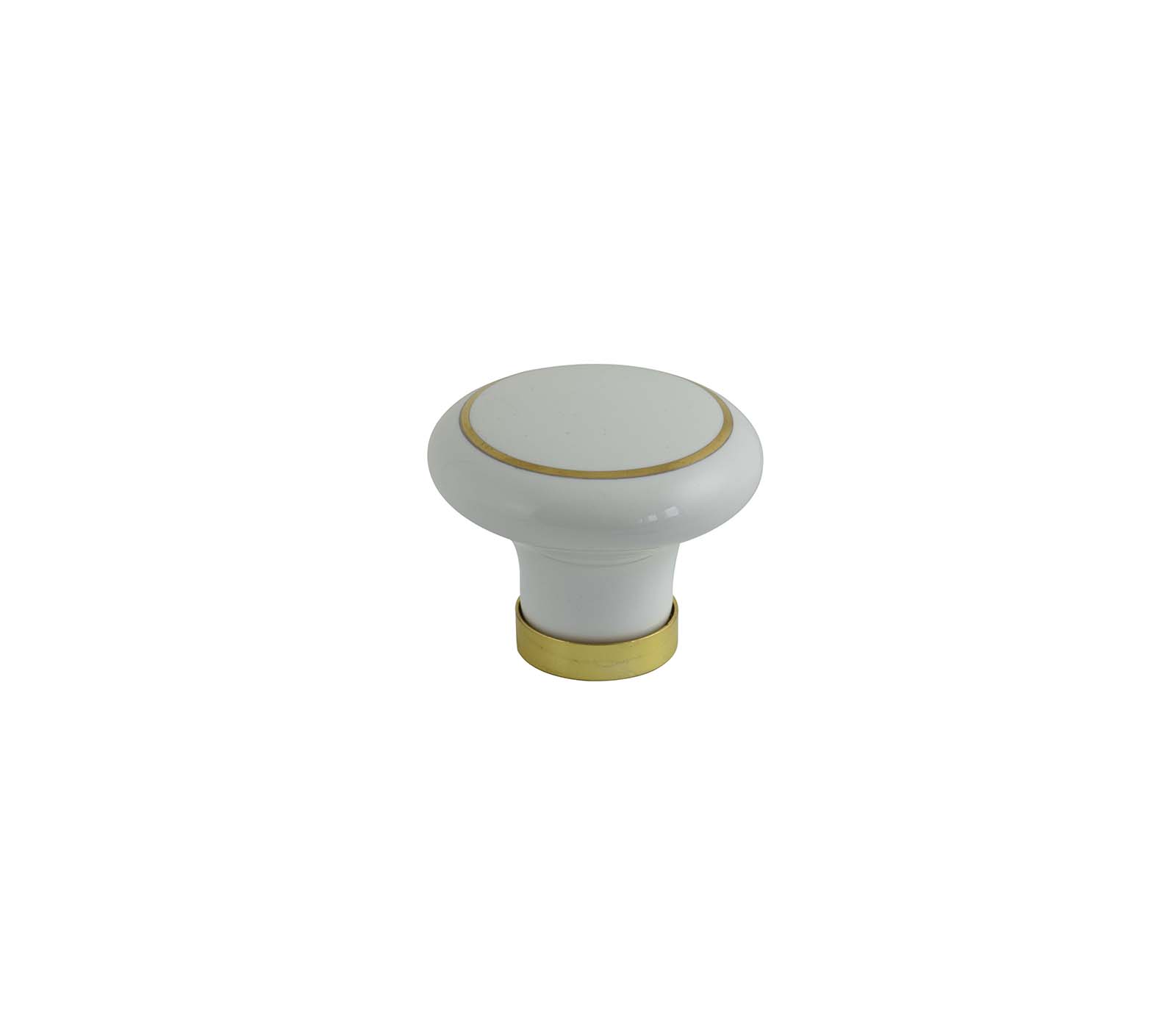 bouton porcelaine blanc/or diam.38 h.25 mm