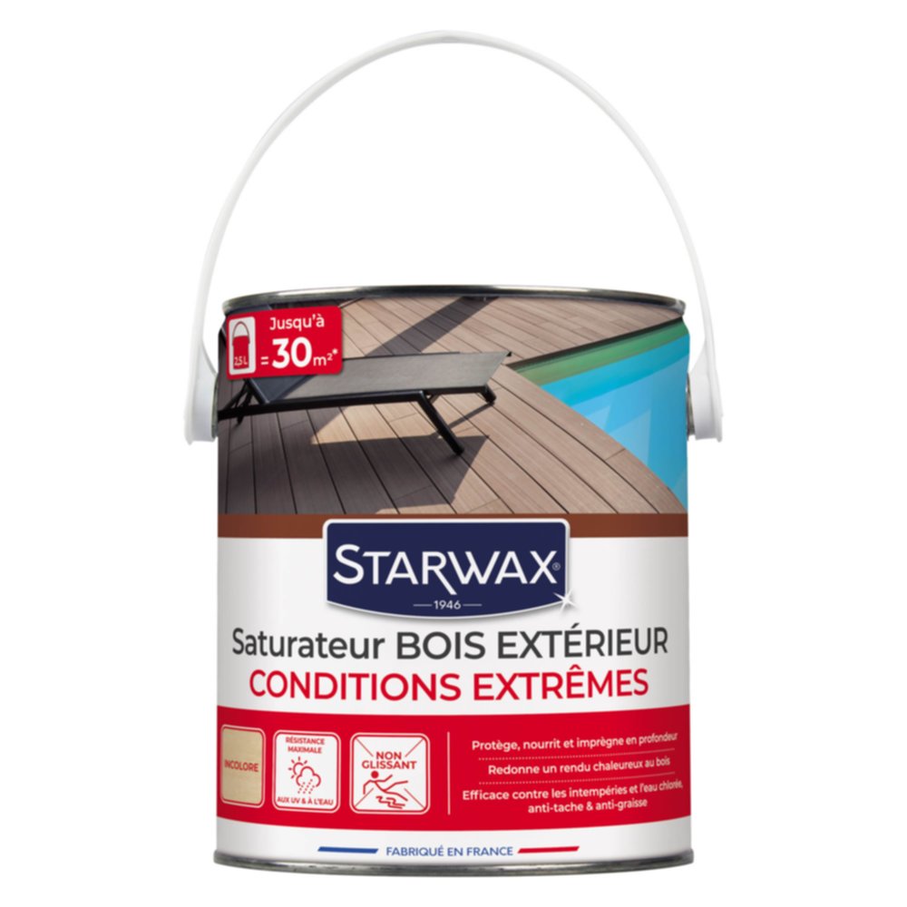 Saturateur Haute protection terrasse bois incolore 2,5L - STARWAX