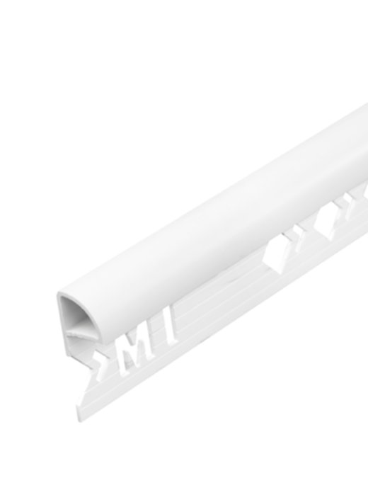 Profilé 1/4 rond fermé Mur PVC blanc 10mm/2,5m