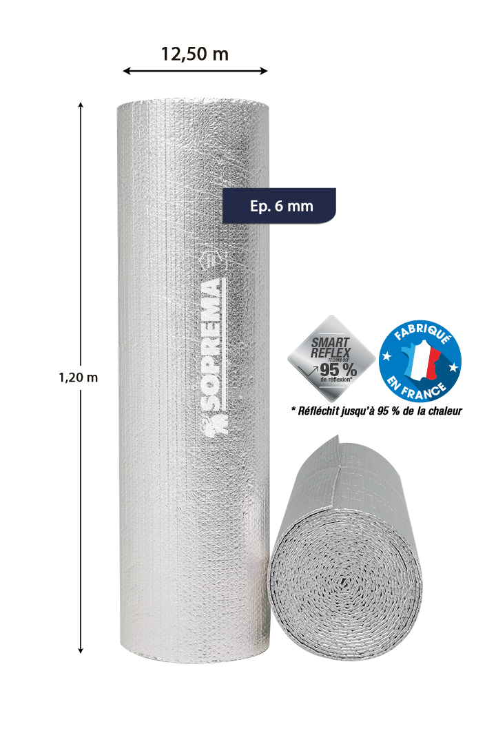 Rouleau isolant mince multiusage Pro Duoreflex Aluminium 12,5x1,2m - SOPREMA