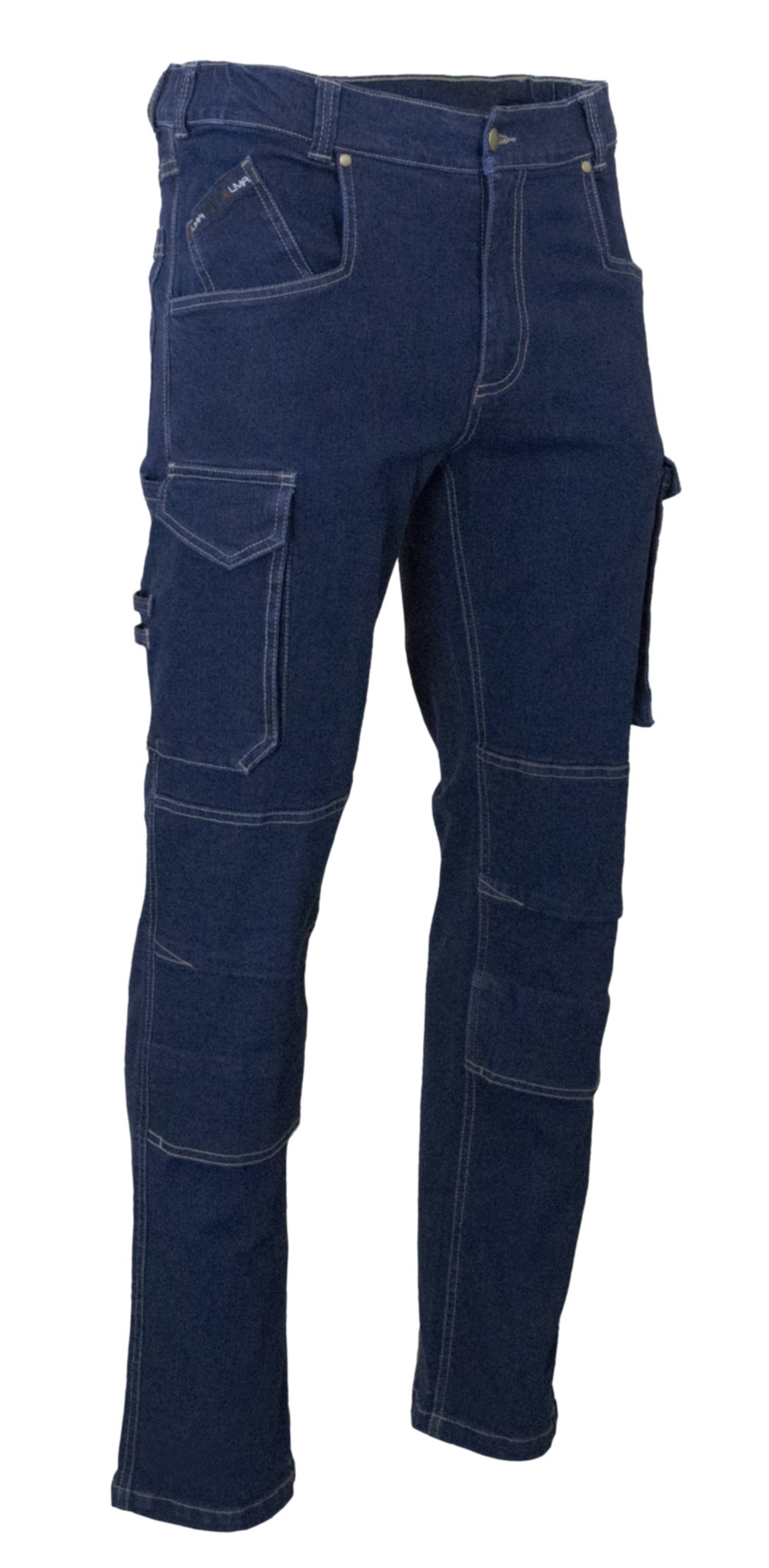 Pantalon denim avec poches genouillères BLEU DENIM T40