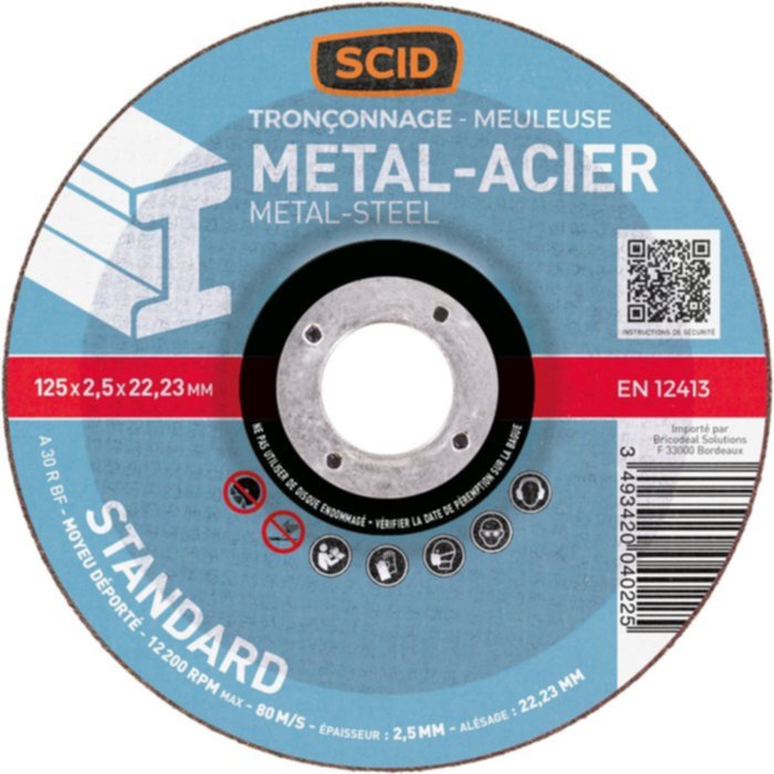 5 disques à tronçonner métal Ø125mm - SCID