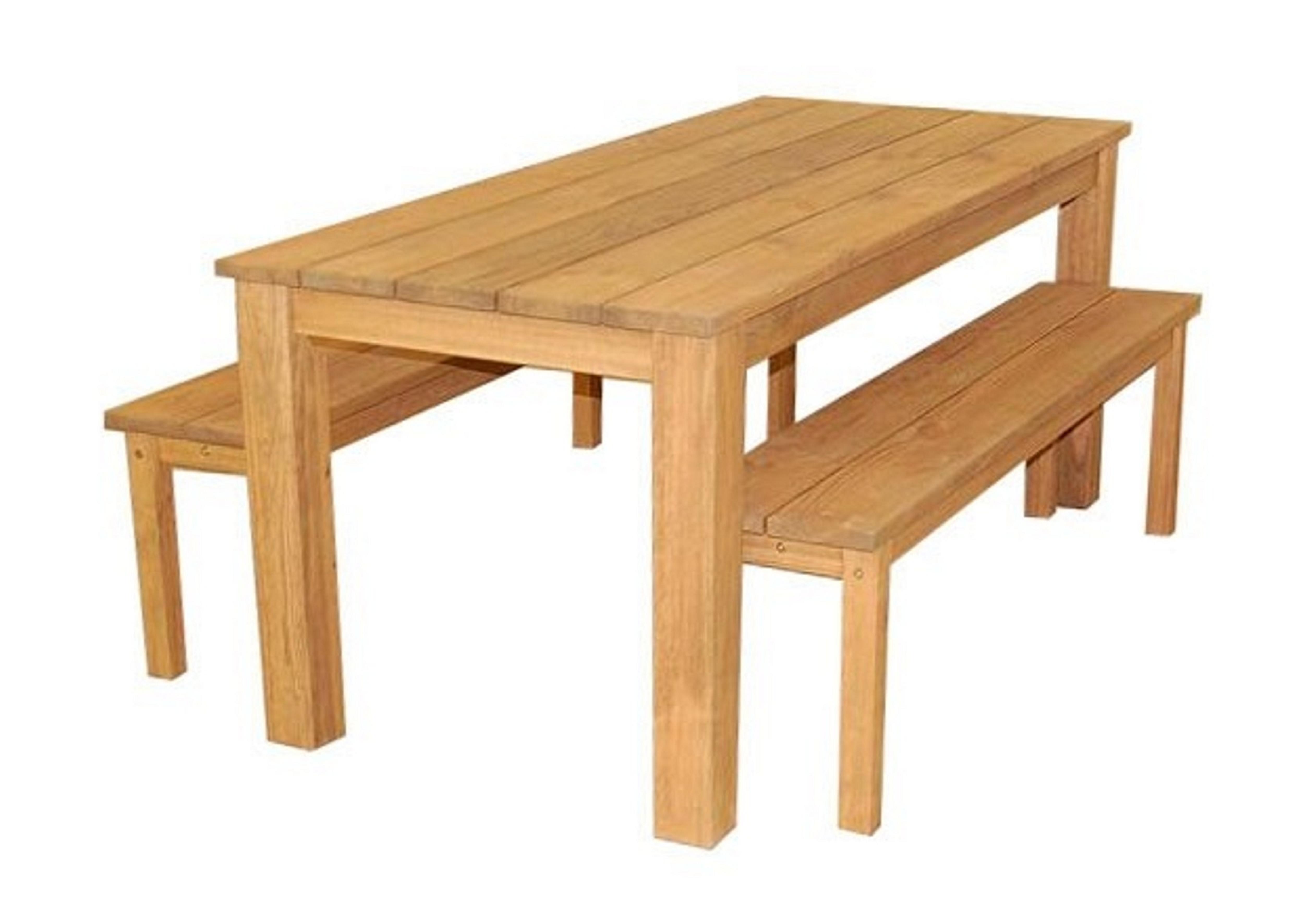 Table de jardin + 2 bancs en pin 6 places Ferme 200x90x74cm