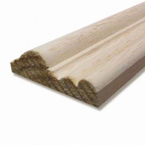 Moulure encadrement bois exotique blanc. Section : 9 x 38 mm Longueur : 228 cm