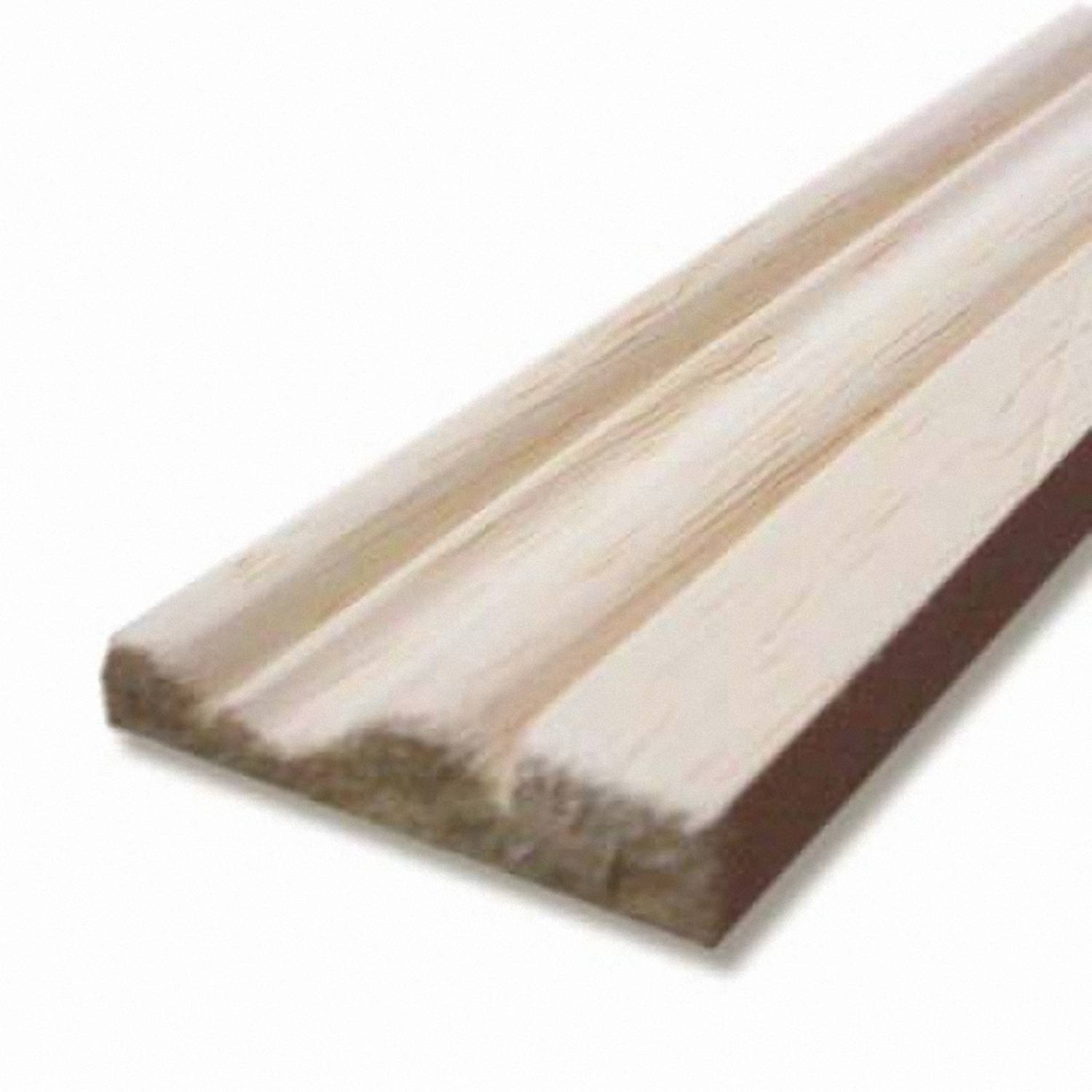 Chambranle bois exotique blanc. Section : 9 x 38 mm Longueur : 228 cm