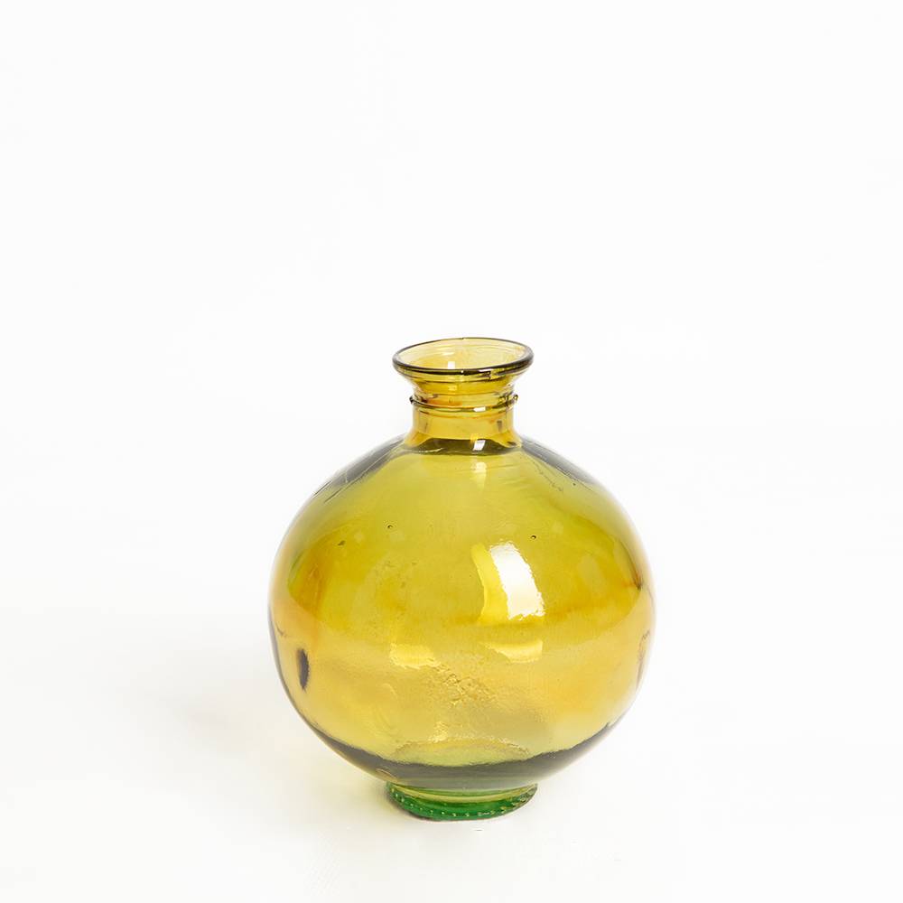 Vase Verre recyclé jaune soleil Calista Ø18x22cm - JBY CREATION