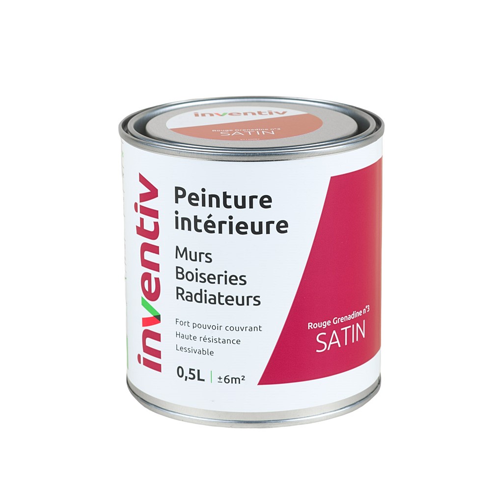 Peinture Murs Boiseries Radiateurs satin 0,5L rouge grenadine 3 - INVENTIV