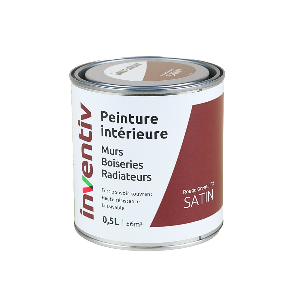 Peinture Murs Boiseries Radiateurs satin 0,5L rouge grenat 2 - INVENTIV