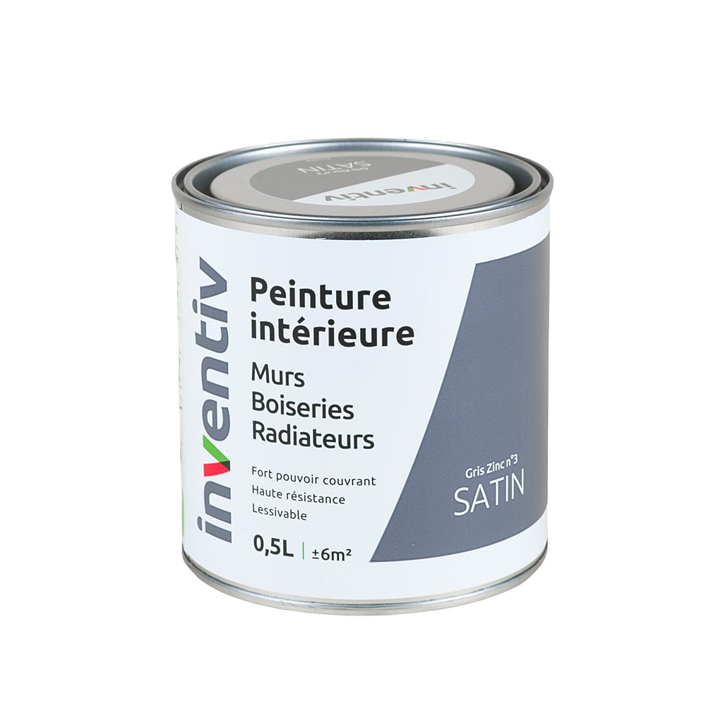 Peinture Murs Boiseries Radiateurs satin 0,5L gris zinc 3 - INVENTIV