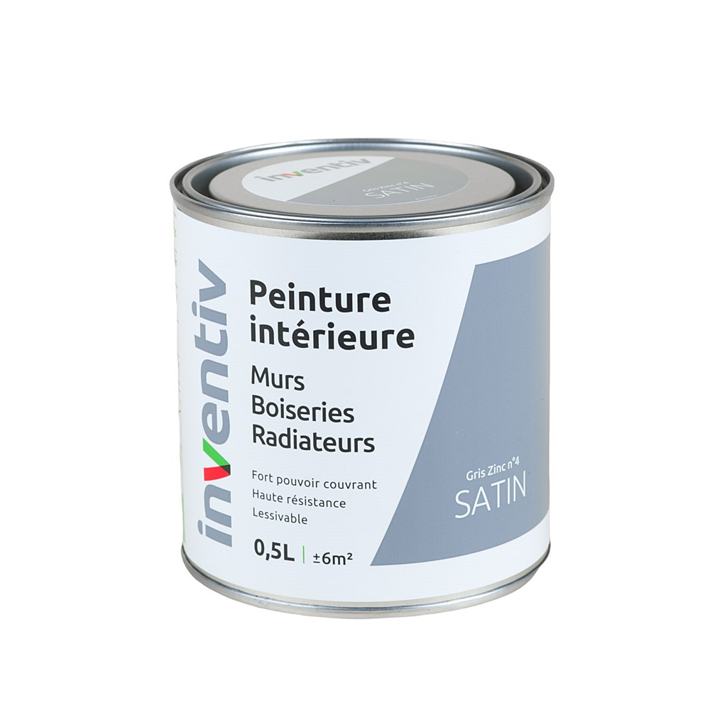 Peinture Murs Boiseries Radiateurs satin 0,5L gris zinc 4 - INVENTIV