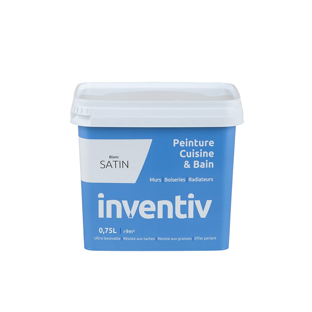 Peinture Cuisine&bain Satin 0,75L Blanc - INVENTIV