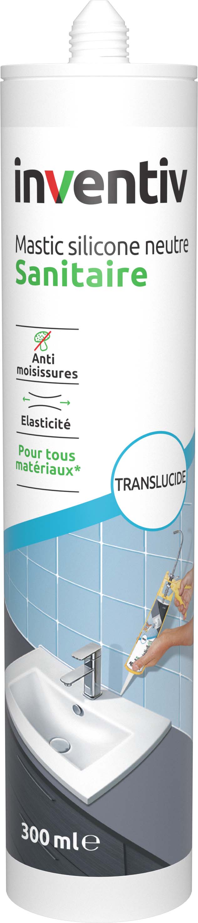 Mastic sanitaire neutre translucide 300 mL - INVENTIV