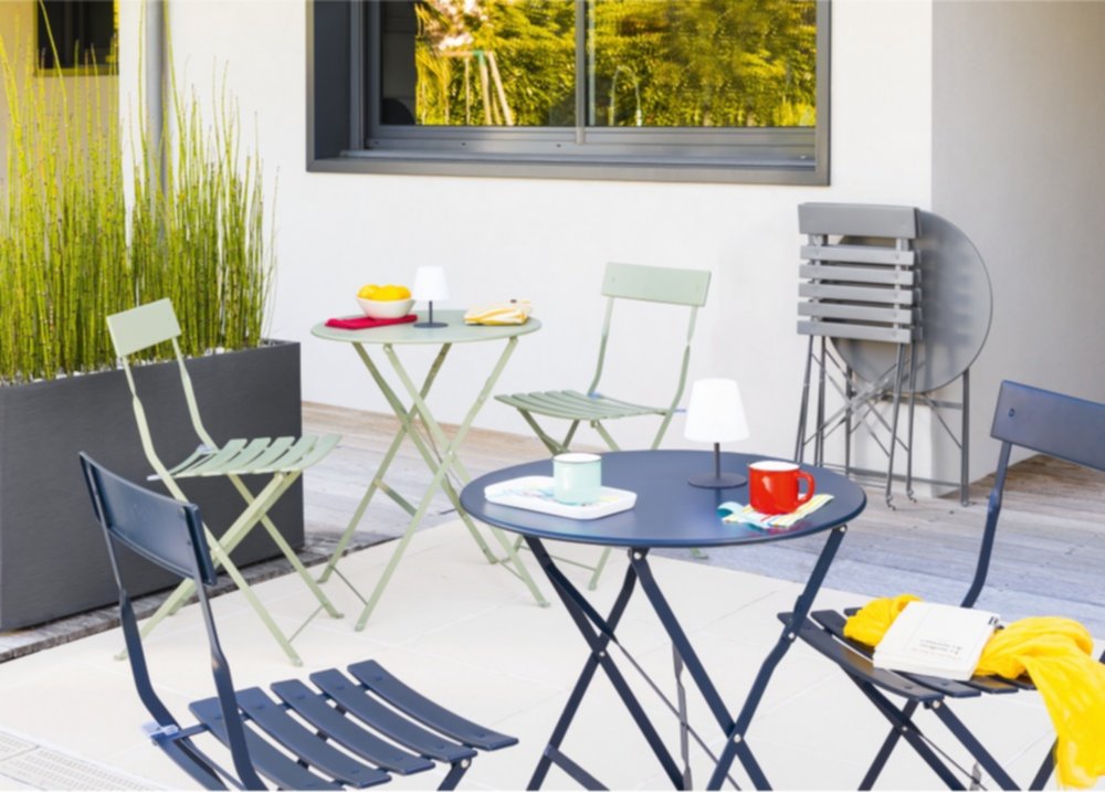 Table de balcon et 2 chaises de jardin Peps bleu caraïbes - INVENTIV