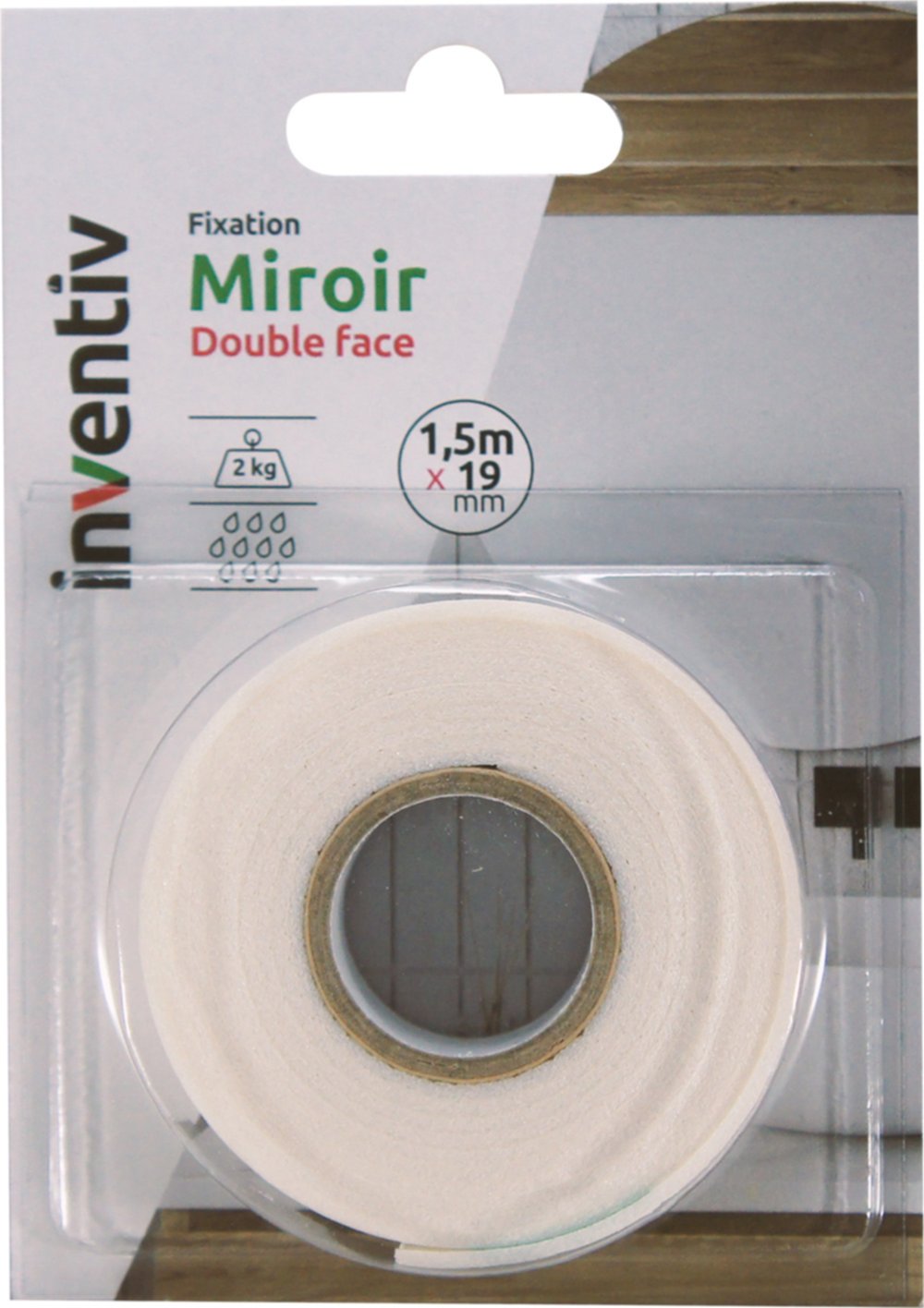 Adhésif double face Miroir 1,5 m x 19 mm - INVENTIV