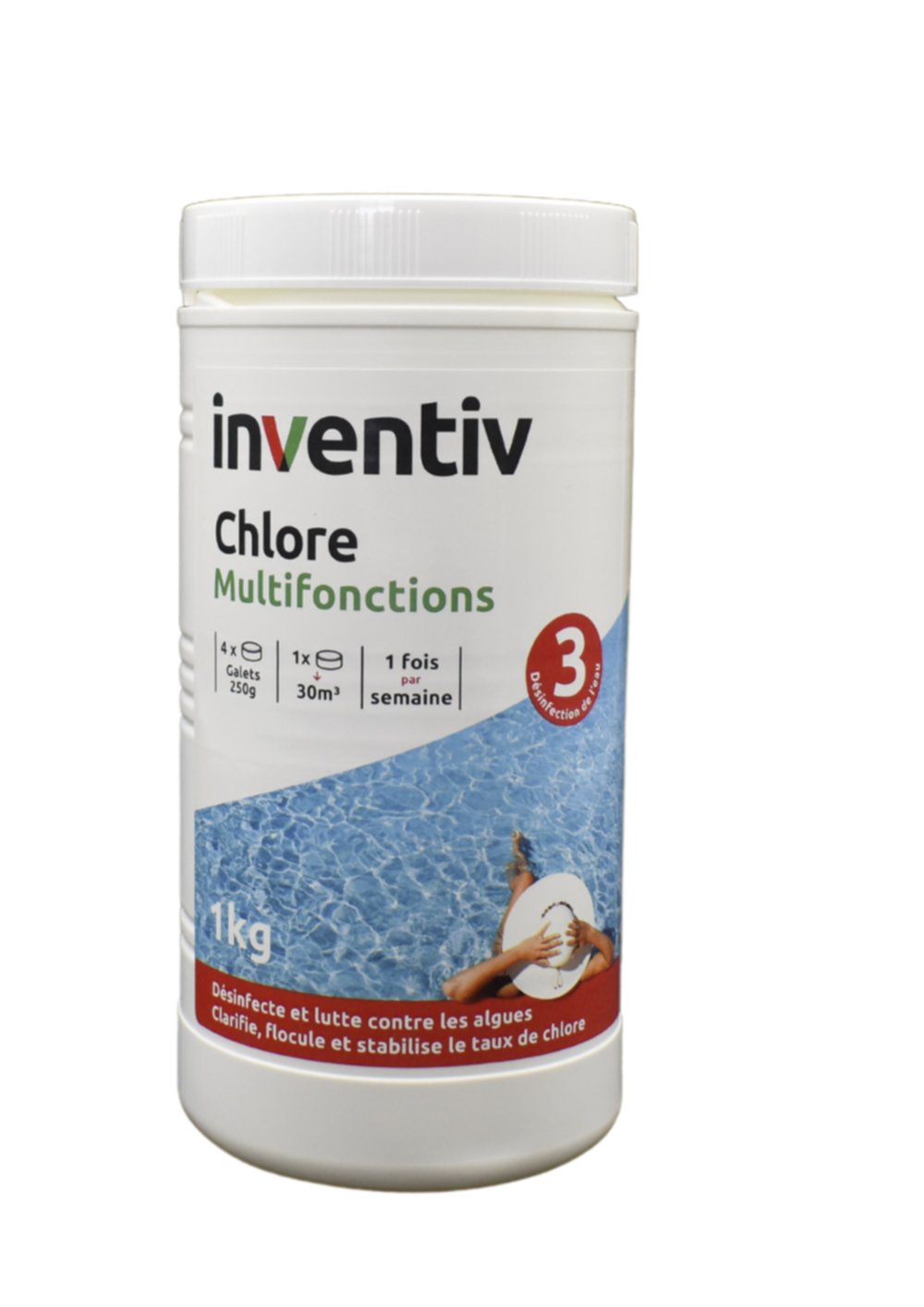 Chlore permanent galet 250g 1 kg - INVENTIV