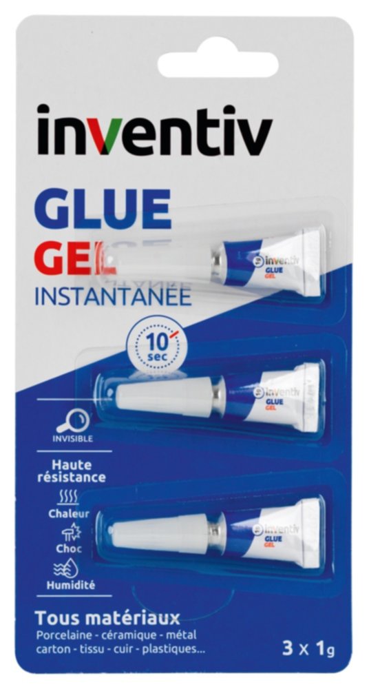 Colle Réparation Glue Instantanée Gel 3x1gr - INVENTIV 