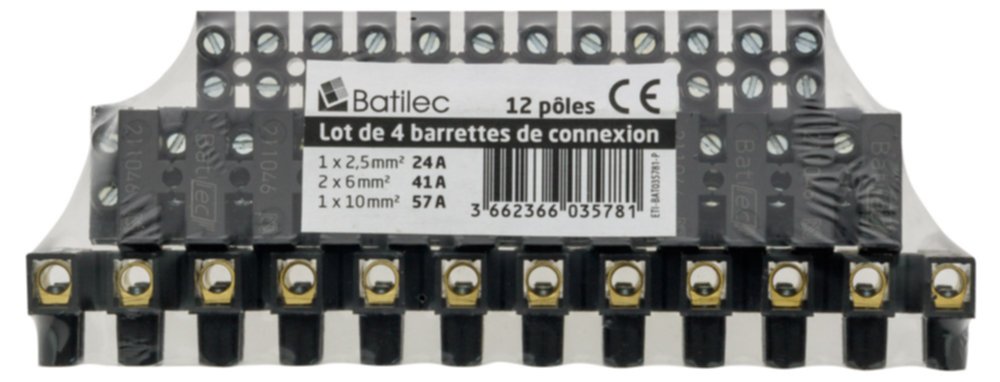 4 barettes de dominos électriques, 2,5-10 mm² rigide noir - BATILEC