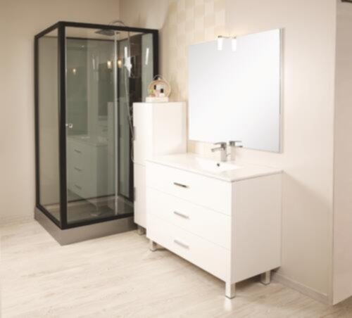 Meuble salle de bain simple vasque Monté Carlo 90cm blanc - ONDEE