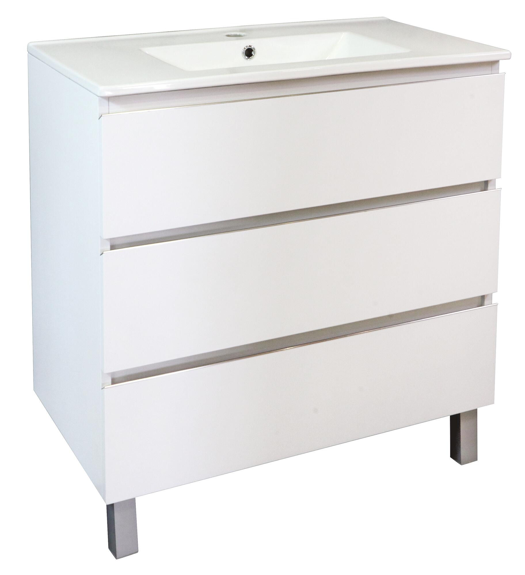 Meuble salle de bain Trendy 3 tiroirs 81,5x46,5x68cm blanc mat