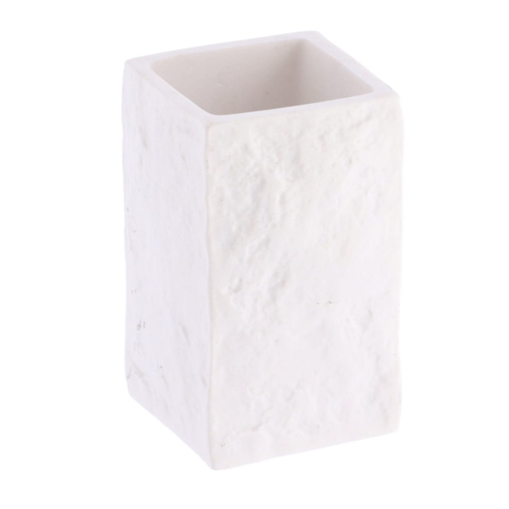 Gobelet carré effet pierre polyrésine blanc - TENDANCE