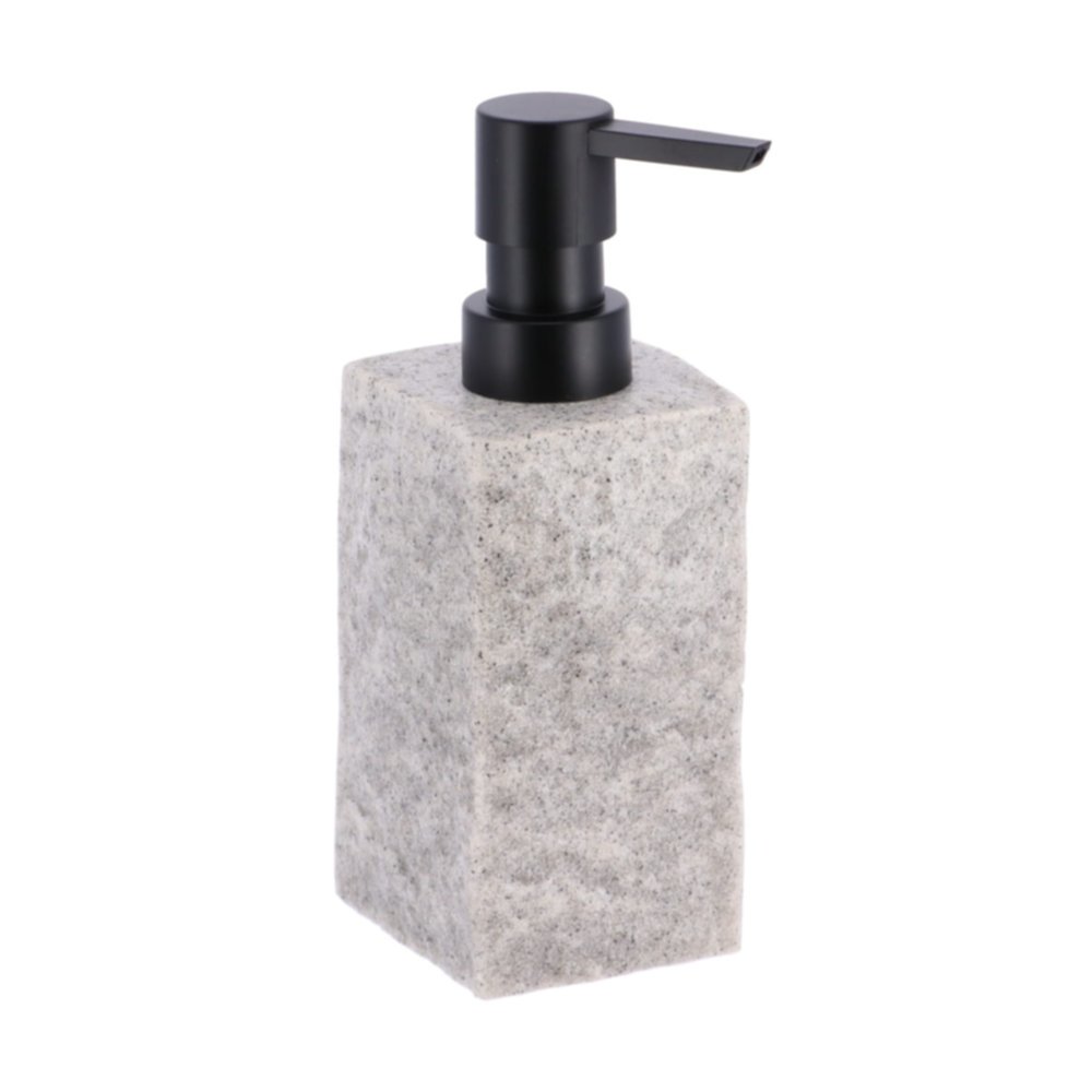 Distributeur à savon carré effet pierre polyrésine gris 260 mL - TENDANCE