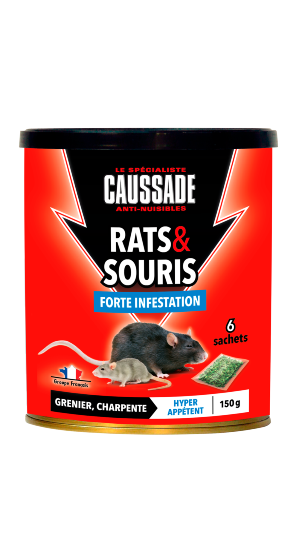 Traitement anti-nuisible céréales forte infestation rats&souris 150gr - CAUSSADE