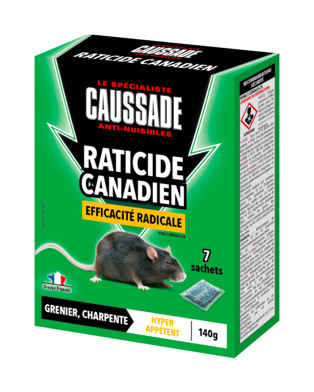 7 Sachets raticide canadien 140g - CAUSSADE