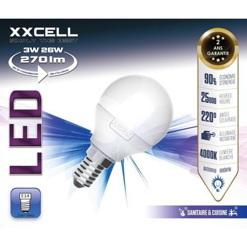Ampoule LED sphère E14 3W/270 lm