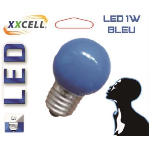 Ampoule LED sphère E27 1W bleu
