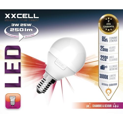 Ampoule LED sphère E14 3W