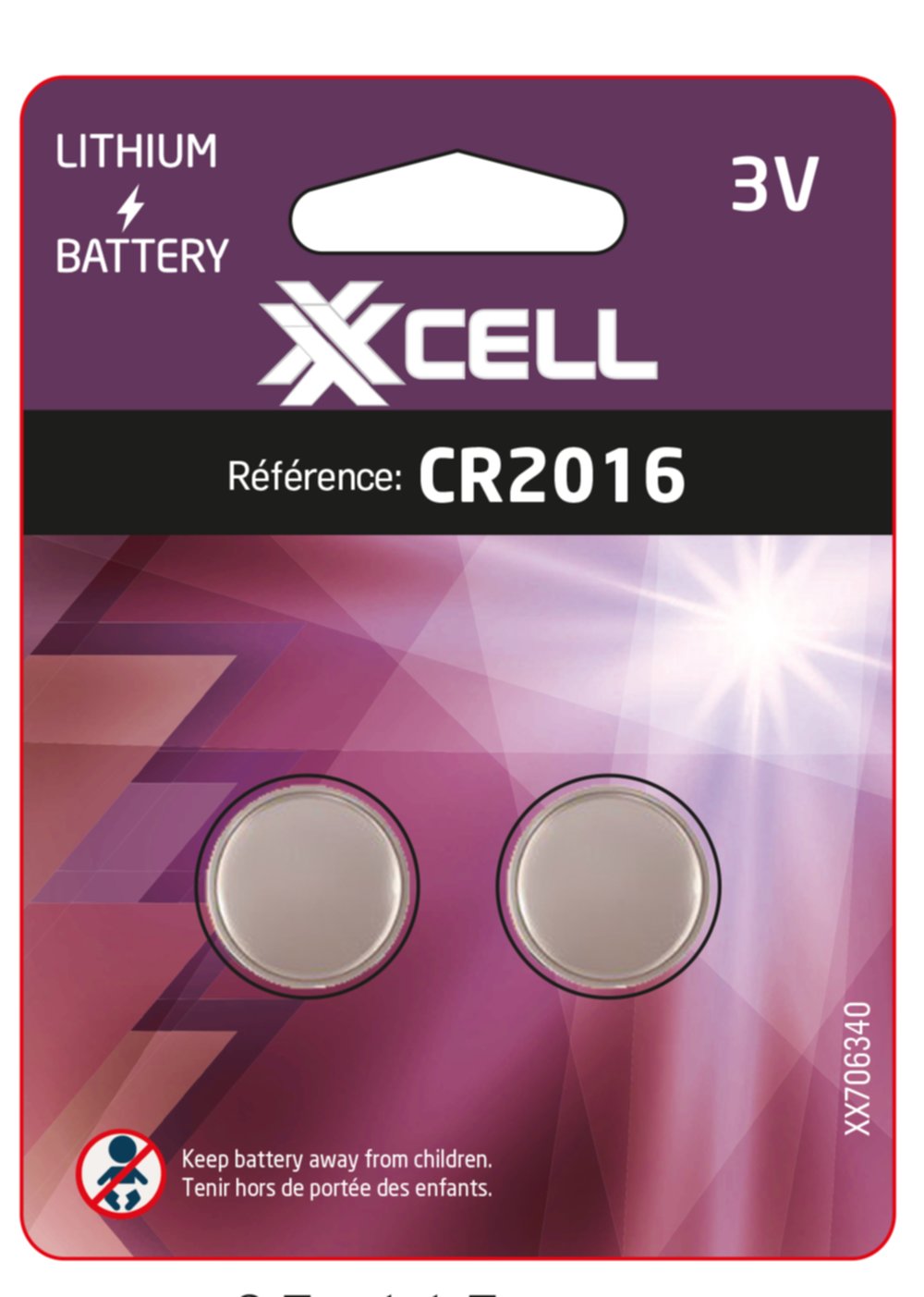 Piles bouton lithium haute capacité CR2016 XXCELL