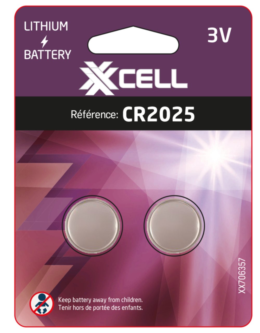 Piles bouton lithium haute capacité CR2025 XXCELL