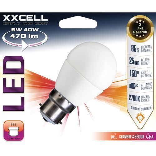 Ampoule LED sphère B22 6W