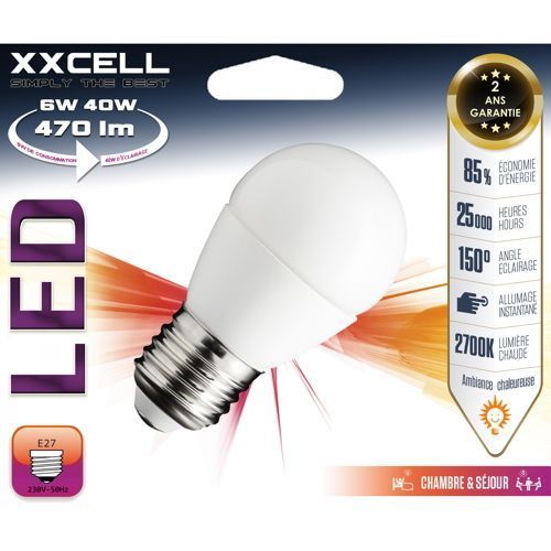Ampoule LED sphère E27 6W